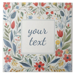 Colourful Watercolor Flowres - Spring Summer Flora Tile