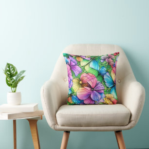 Colourful Watercolor Garden Cushion