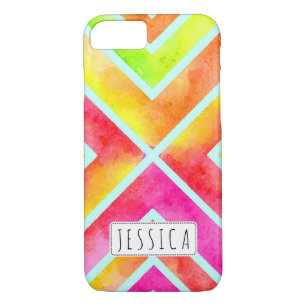 Colourful watercolor geometric stripes trendy iPhone 8/7 case