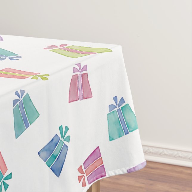 Colourful watercolor gifts party design tablecloth (In Situ)