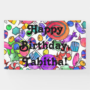 Colourful Watercolor Hand Drawn Candy Pattern Banner