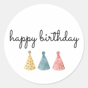Colourful Watercolor Happy Birthday  Classic Round Sticker