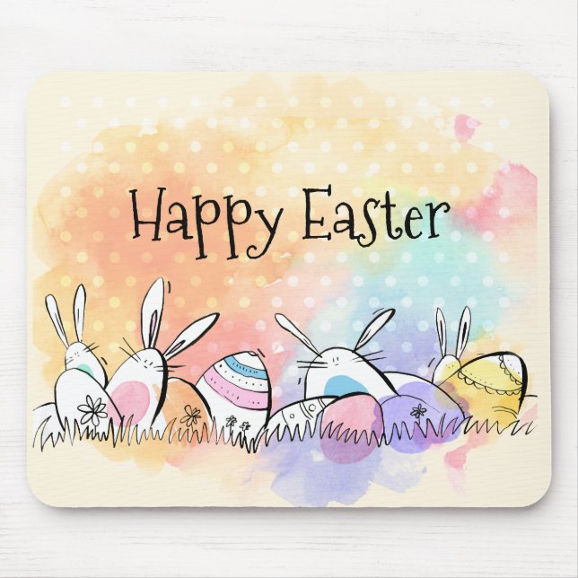 Colourful Watercolor Happy Easter | Mousepad (Front)