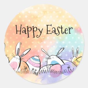 Colourful Watercolor Happy Easter Sticker Seal