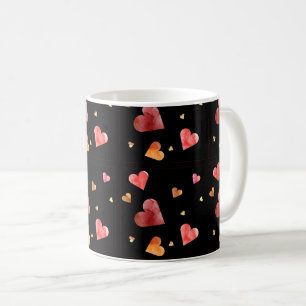 Colourful Watercolor Hearts Coffee Mug