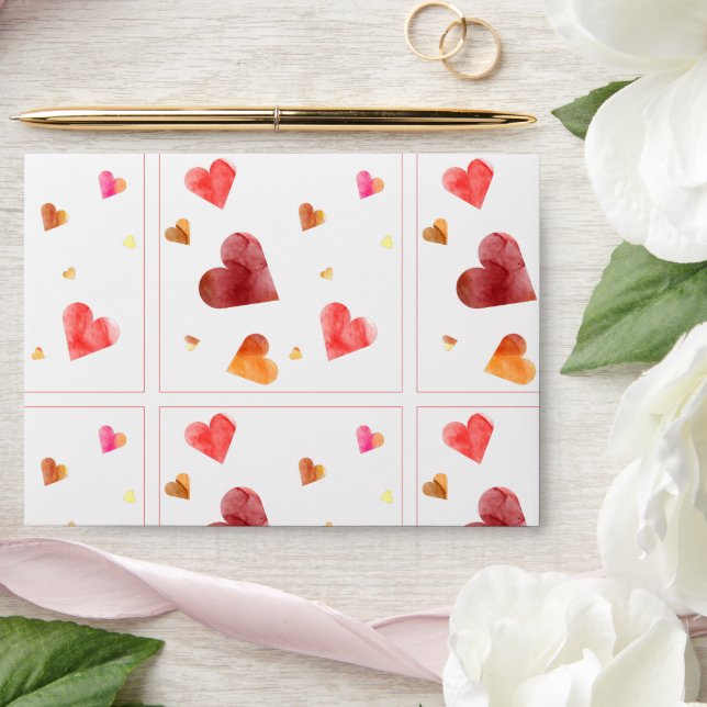 Colourful Watercolor Hearts  Envelope (Wedding)