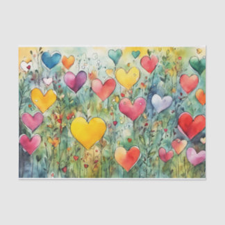 Colourful Watercolor Hearts Tissue Paper