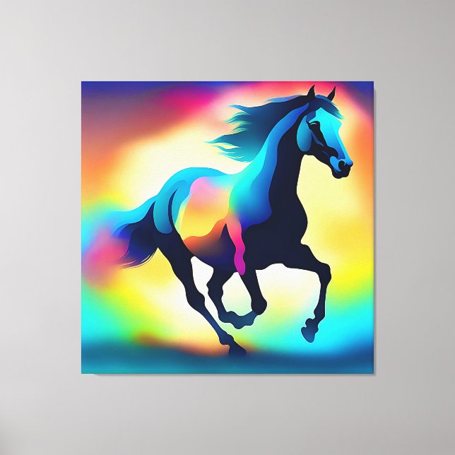 Colourful watercolor horse  canvas print (Front)