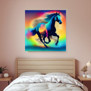 Colourful watercolor horse  poster