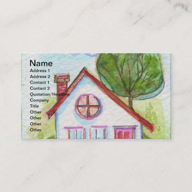 Colourful Watercolor House Business Card (Front)