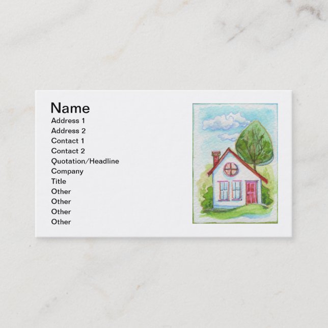 Colourful Watercolor House Business Card (Front)