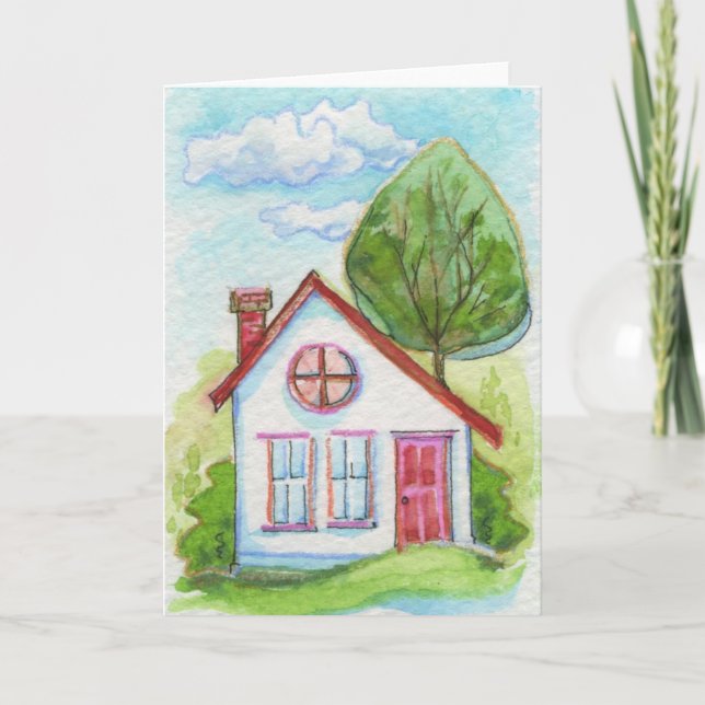 Colourful Watercolor House Card (Front)