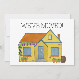 Colourful watercolor house New address card