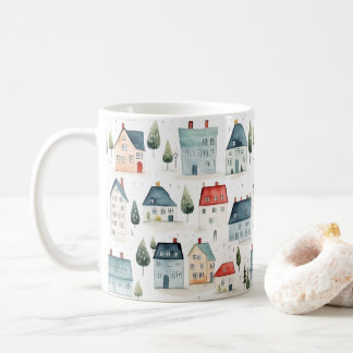 Colourful Watercolor Houses Housewarming Coffee Mug