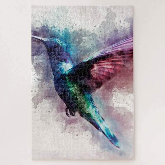 Colourful Watercolor Hummingbird Jigsaw Puzzle (Vertical)