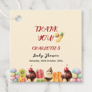 Colourful Watercolor Ice Cream Sweet Baby Shower Favour Tags