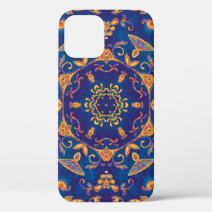Colourful watercolor kaleidoscope mandala. Orienta iPhone 12 Case
