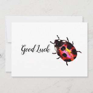 Colourful Watercolor Ladybug Good Luck Card