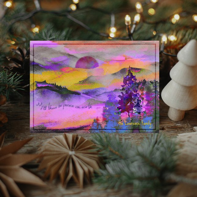 Colourful watercolor landscape Holiday Card (Creator Uploaded)