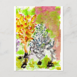 Colourful watercolor landscapes postcard