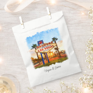 Colourful Watercolor Las Vegas Sign Wedding Favour Bags