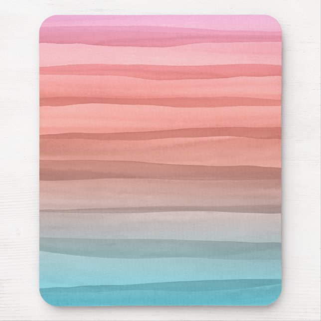 Colourful Watercolor Lines Gradient Pattern Mouse Mat (Front)