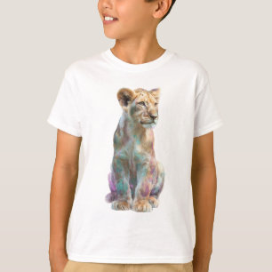 Colourful Watercolor Lion Cub Kids T-Shirt