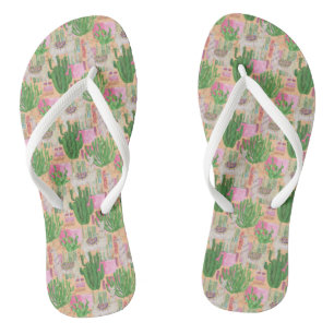 Colourful Watercolor Llama Pattern Flip Flops