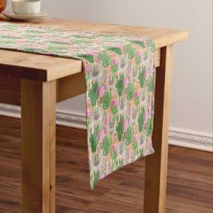 Colourful Watercolor Llama Pattern Short Table Runner