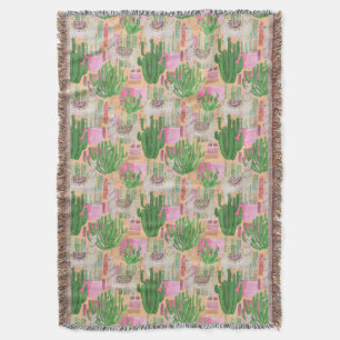 Colourful Watercolor Llama Pattern Throw Blanket