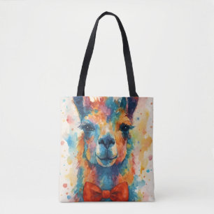 Colourful Watercolor Llama Tote Bag