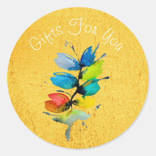 Colourful watercolor loose abstract floral classic round sticker