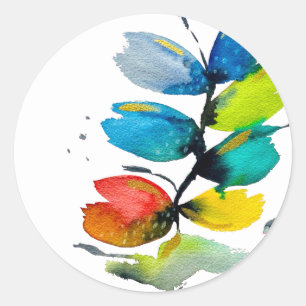 Colourful watercolor loose abstract floral classic round sticker