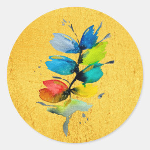 Colourful watercolor loose abstract floral classic round sticker