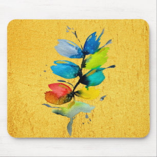 Colourful watercolor loose abstract floral mouse mat
