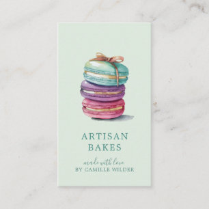 Colourful Watercolor Macaron Baker Pastry Chef Min Business Card