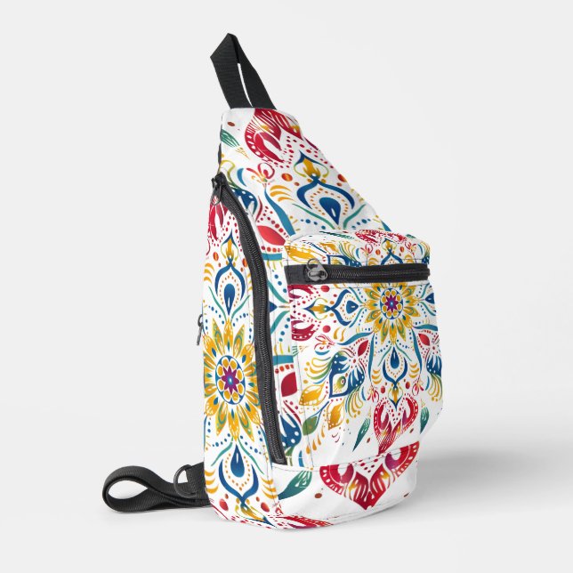 Colourful Watercolor Mandala Sling Bag (Left Corner)