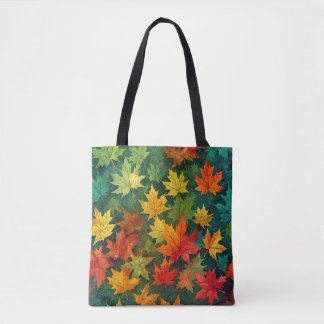 Colourful Watercolor Maple Leaves Tote Bag