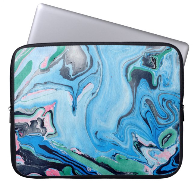 Colourful Watercolor Marble Stone Laptop Sleeve (Front)