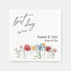 Colourful Watercolor Meadow Wildflower Borders Napkin