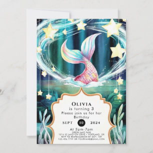 Colourful Watercolor Mermaid Birthday Invitation