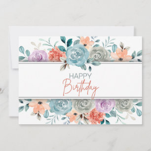 Colourful Watercolor Modern Happy Birthday Card