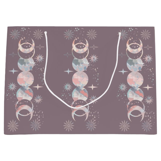 Colourful Watercolor Moons Large Gift Bag (Front)