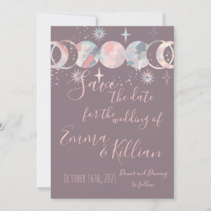 Colourful Watercolor Moons Save The Date
