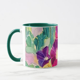 Colourful Watercolor Morning Glories Floral Coffee Mug