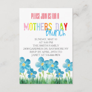 Colourful watercolor mothers day brunch invites