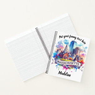 Colourful watercolor of MA landmarks Notebook