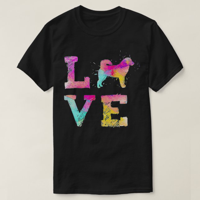 Colourful Watercolor Paint Alaskan Malamute Dog  T-Shirt (Design Front)