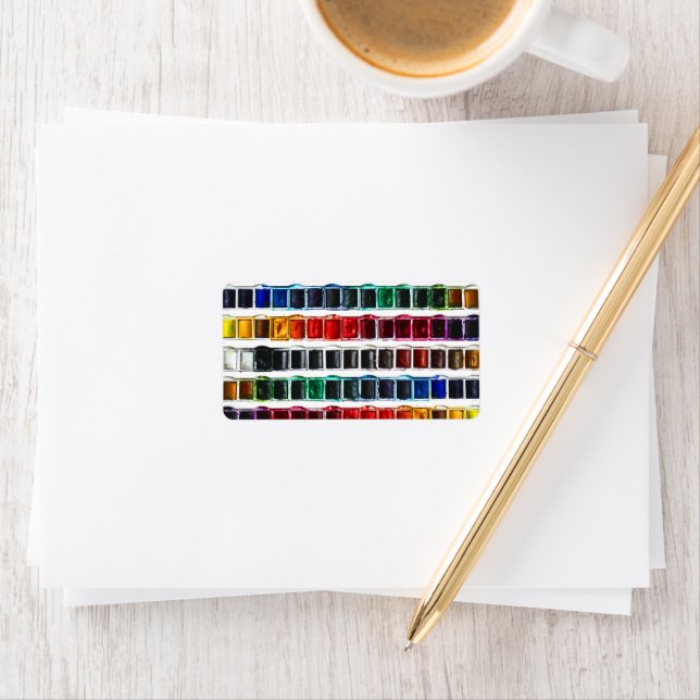 Colourful watercolor paint artist pallet label (Insitu)