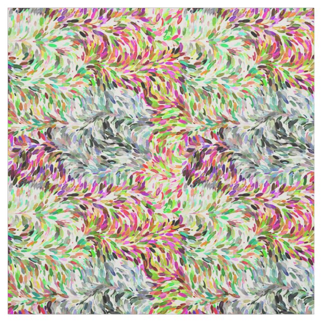 Colourful Watercolor Paint Brush Strokes Pattern Fabric (Swatch)